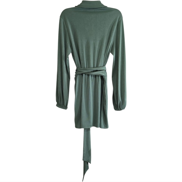 Show Me Your Mumu Chloe Collared Dress In Sage Green Medium Belted Surplice Neck - Picture 10 of 12